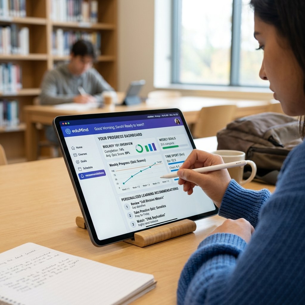 Student using an AI-powered study dashboard