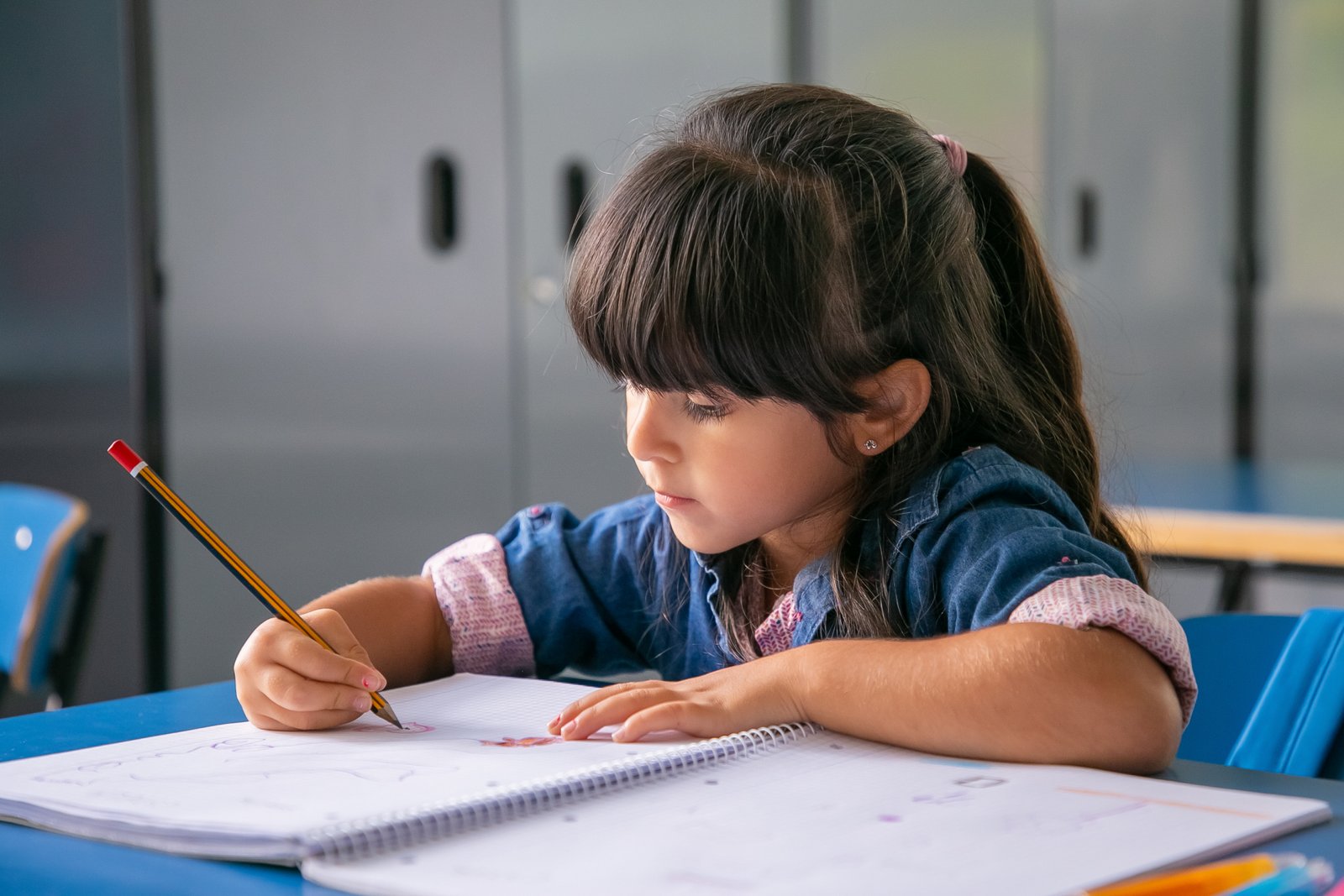 Primary students learning